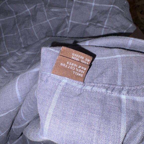 J. McLaughlin Men's Plaid Trim Fit Linen Blend Button Shirt Large Blue White - Picture 5 of 10